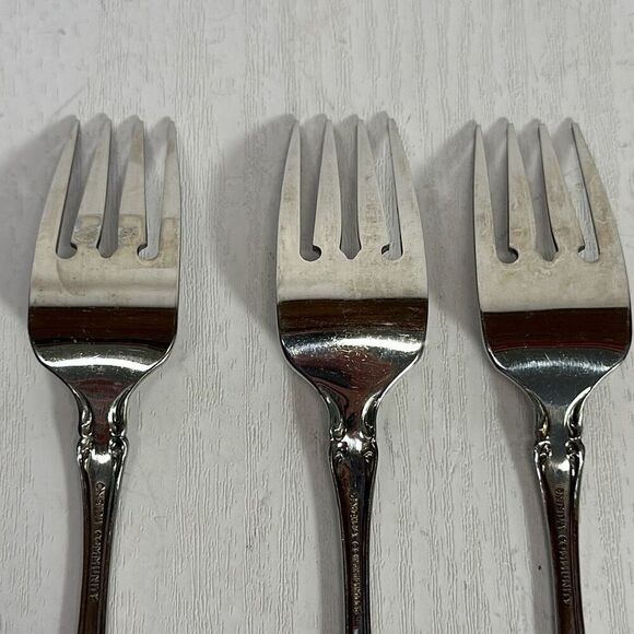 Oneida Community BRAHMS Stainless Steel 3 Salad Forks Silverware Flatware - Picture 4 of 6